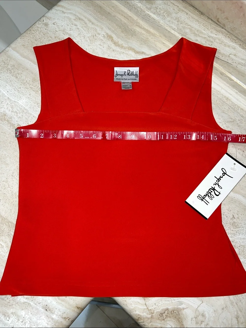 Joseph Ribkoff Bright Red-Orange Square-Neck Tank - Picture 8 of 9